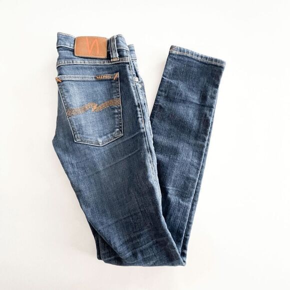 Nudie Jeans Co Womens Tight Long John Classic Denim Skinny Jeans Blue Size 27x34 - Picture 3 of 14